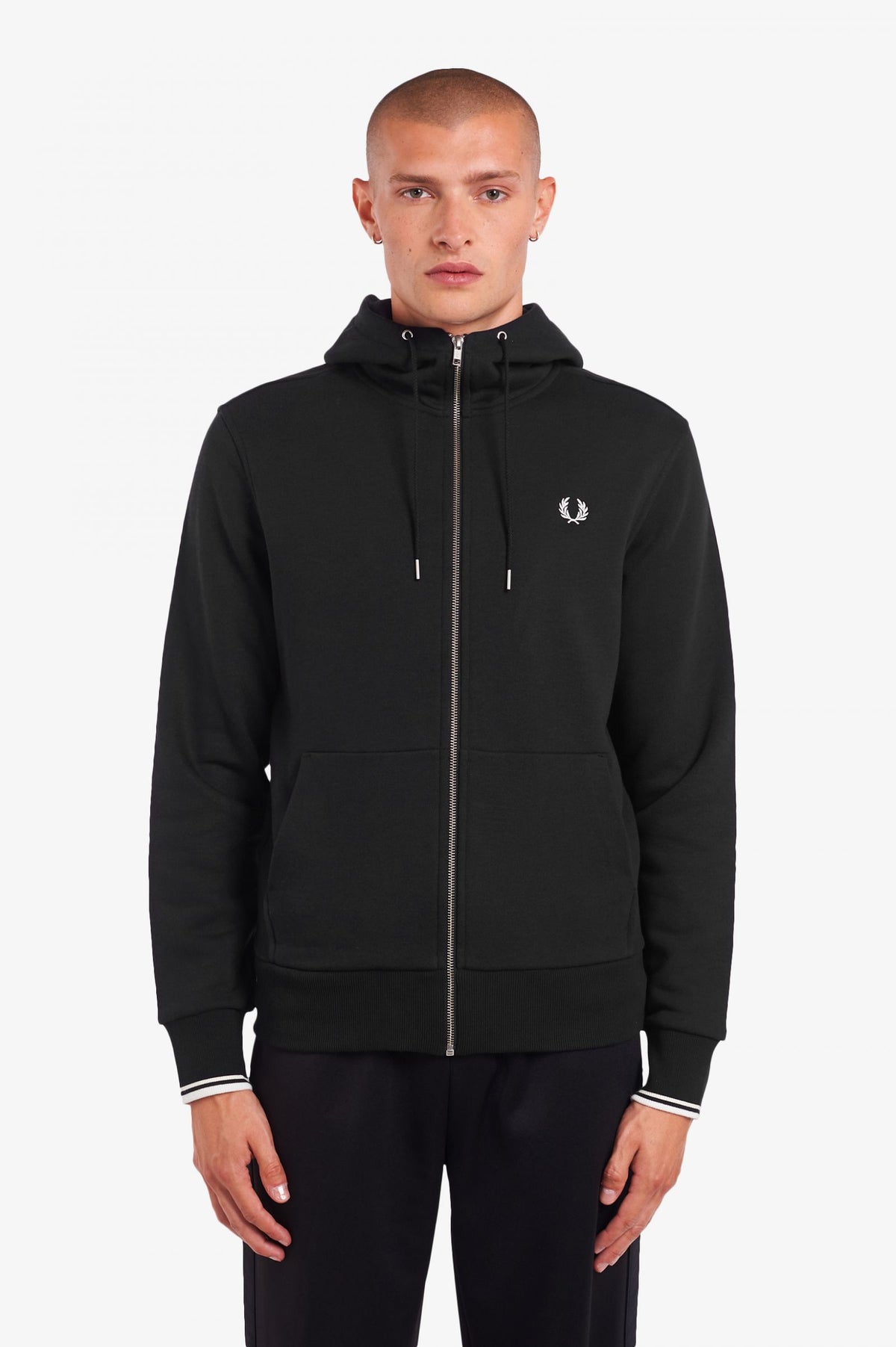 Fred Perry Hooded zip through sweater - Black