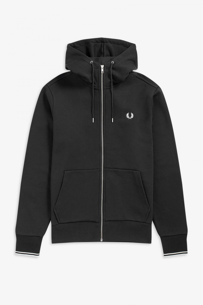 Fred Perry Hooded zip through sweater - Black