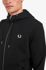 Fred Perry Hooded zip through sweater - Black