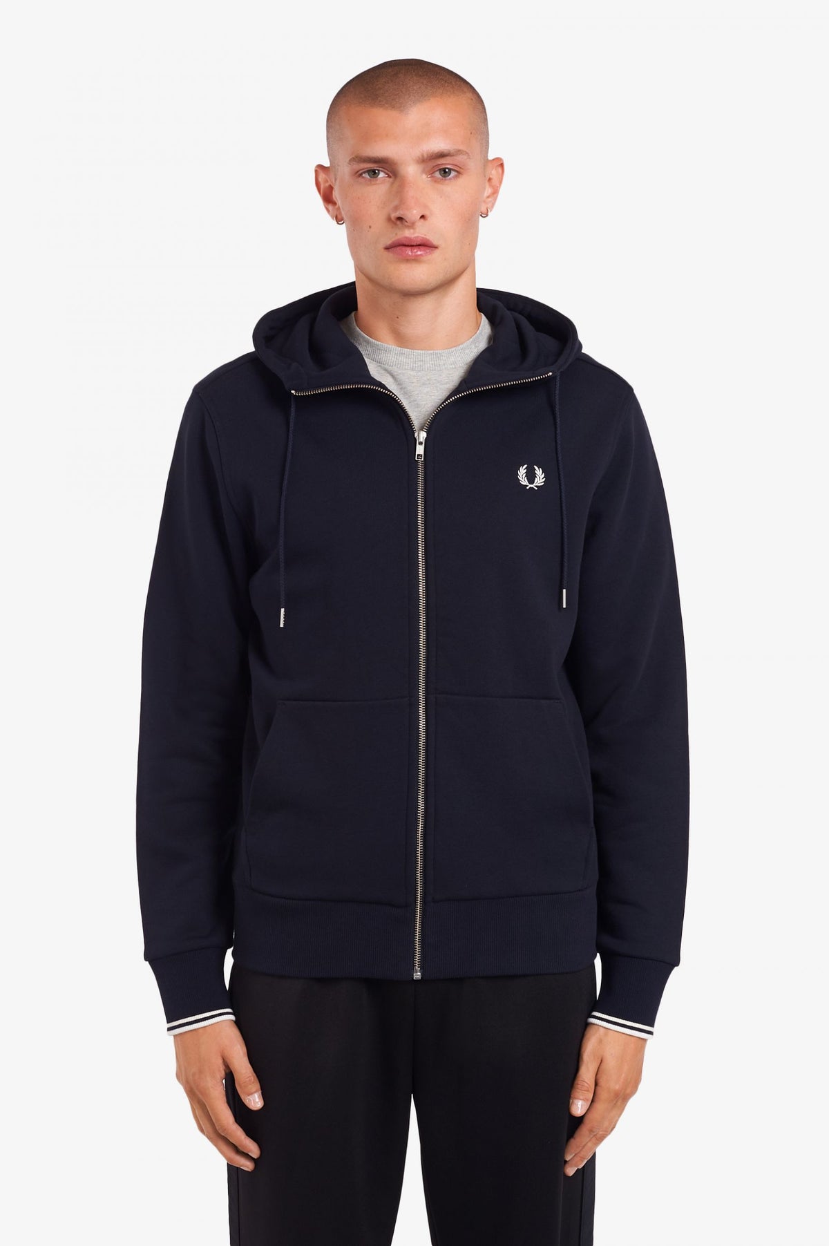 Fred Perry Hooded zip through sweater - Navy