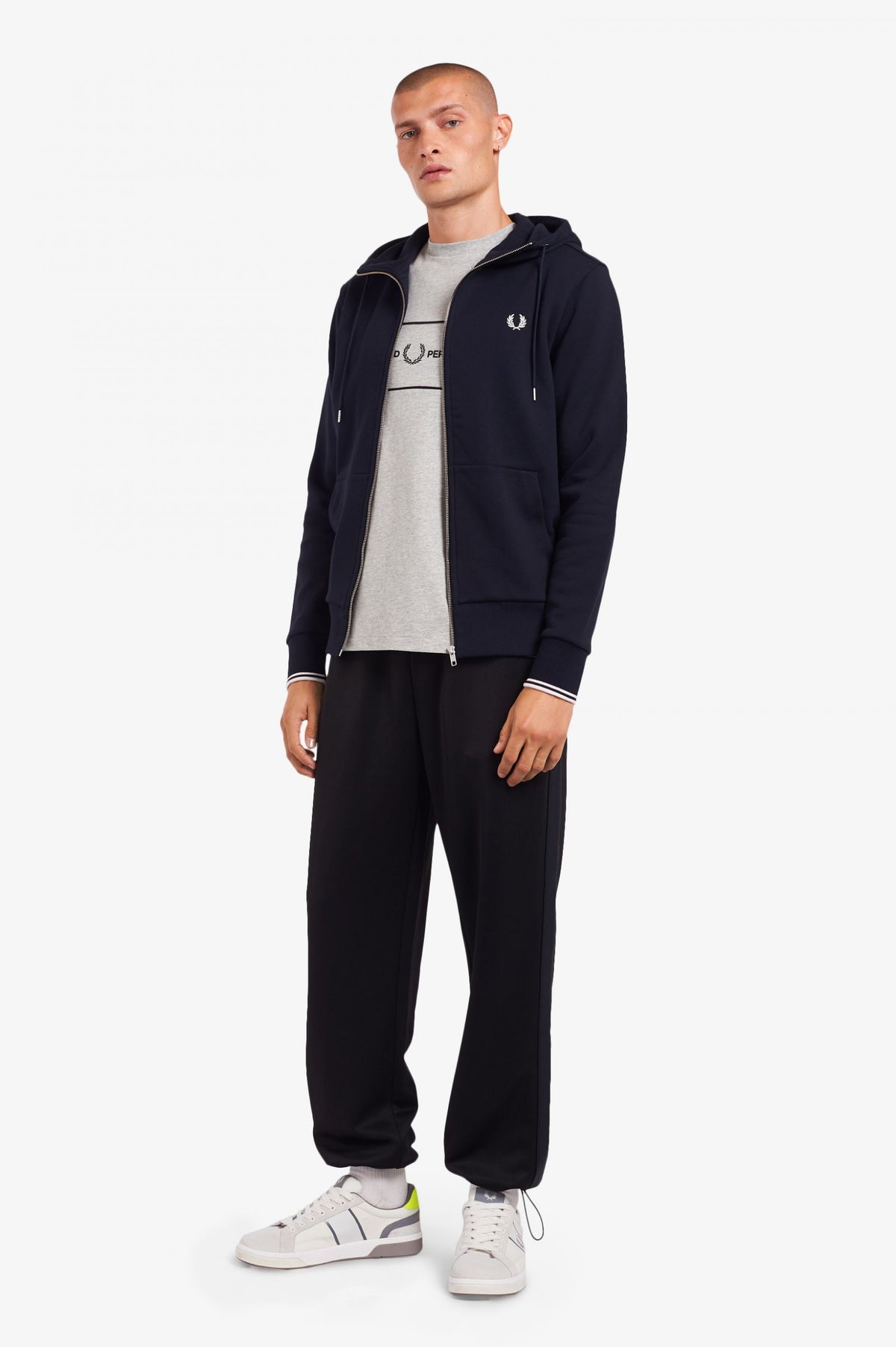 Fred Perry Hooded zip through sweater - Navy