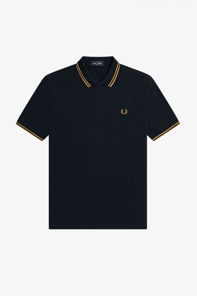 Fred Perry Twin tipped Polo - Navy / Dark Caramel