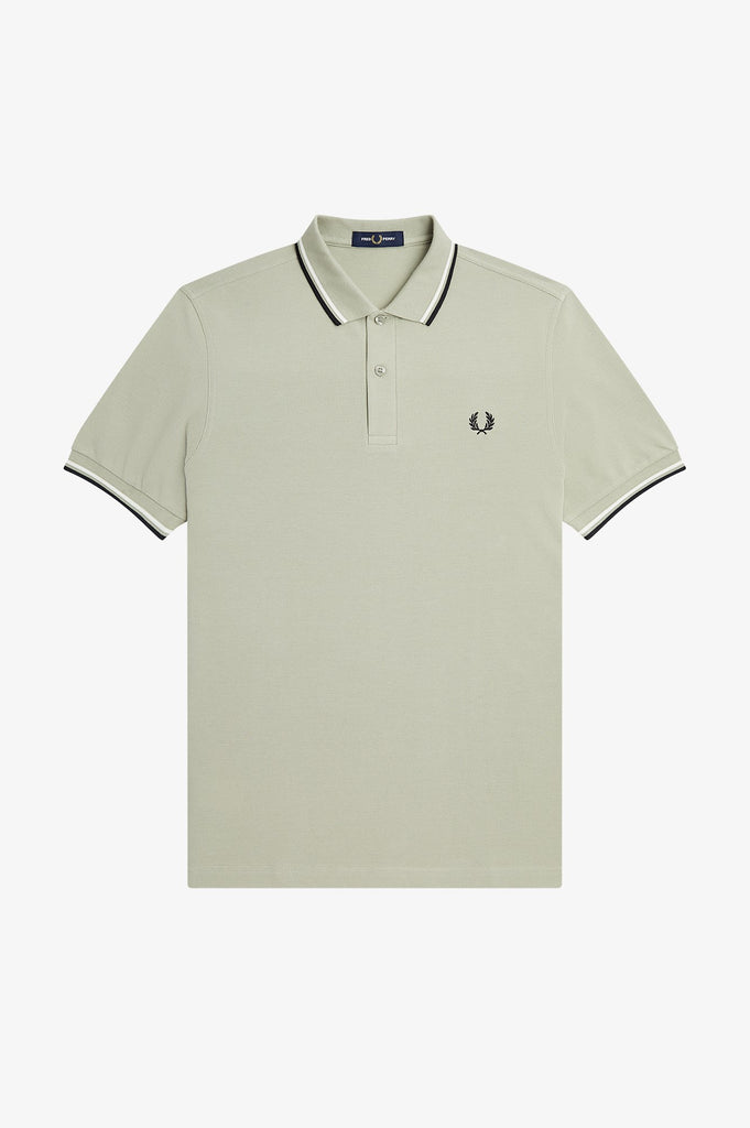 Fred Perry Twin tipped Polo - Seagrass/ Snowwhite/ Black
