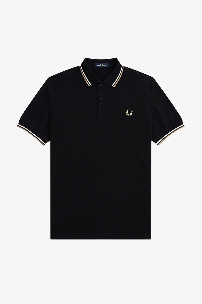Fred Perry Twin tipped Polo - Black/Snow white/Warm stone