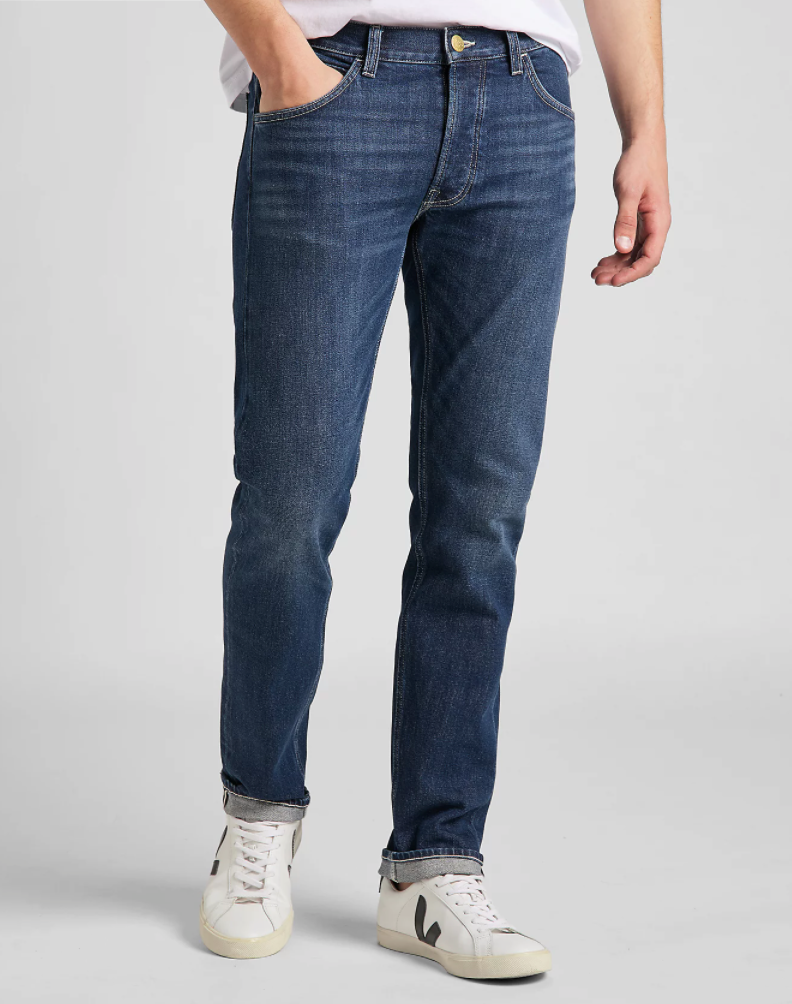 ◆LEE◆ Kansas Lee Man to Man Navy Men's Lee Custom Fit Navy Blue Straight Loose Fit Khaki