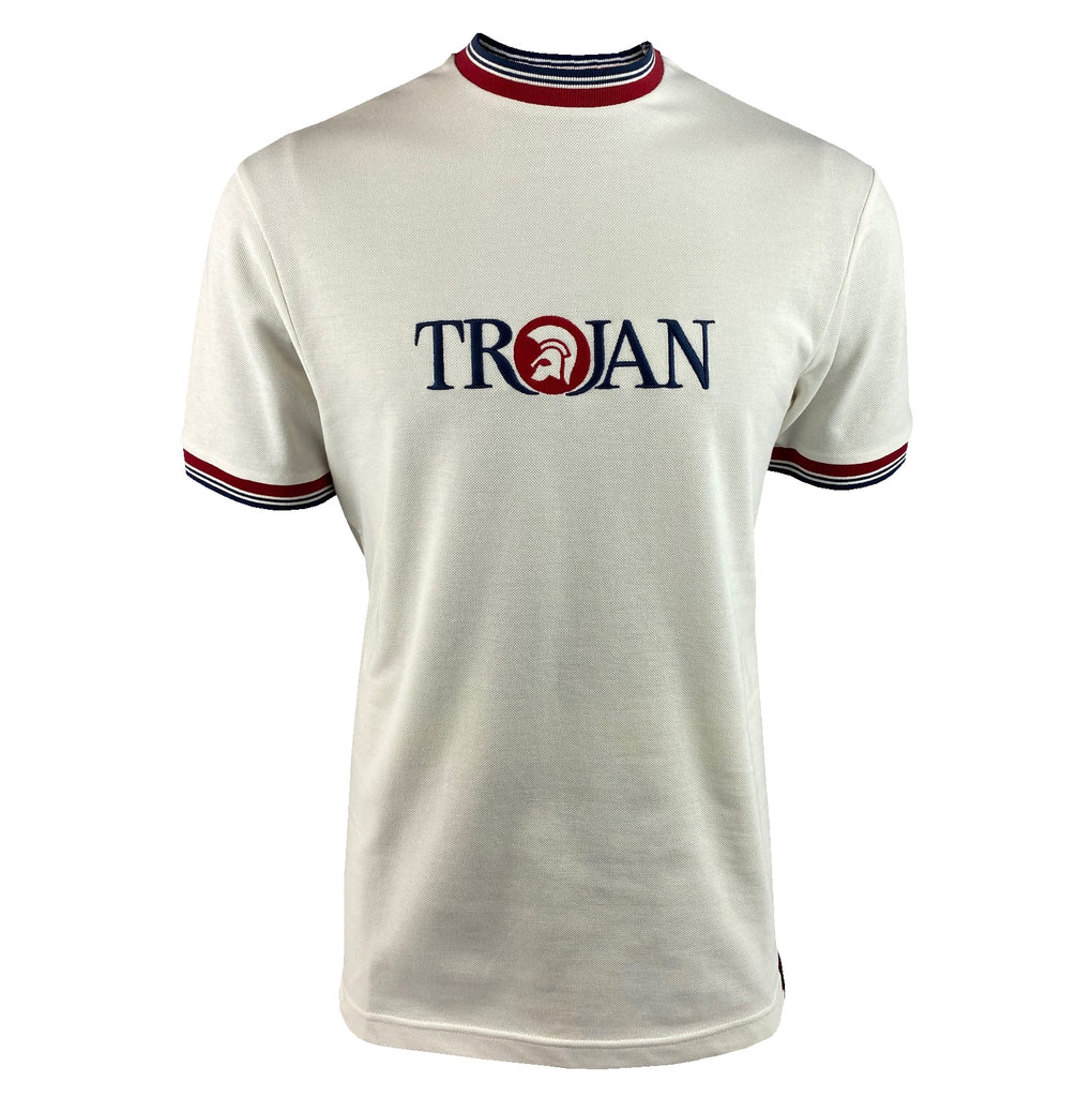 Trojan T-Shirt - Embroidered Pique - Ecru